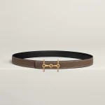 H Equestre belt buckle & Reversible leather strap 24 mm